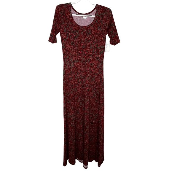 LuLaRoe Dresses & Skirts - LuLaRoe Womens Red Dress Size Medium Maxi Short Sleeve Workwear Polyester Blend